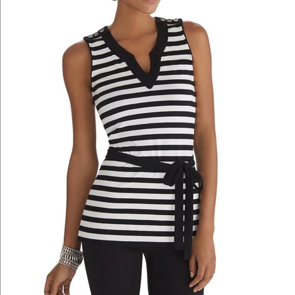 White House Black Market Tops - White House Black Market Sleeveless Stripe Tunic